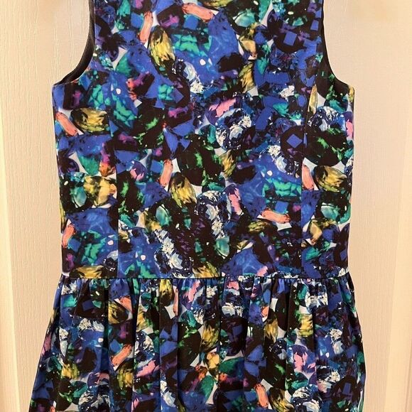 Milly Minis Jewel Print Drop Waist Party Dress Girls Blue Size 6 - Picture 3 of 10